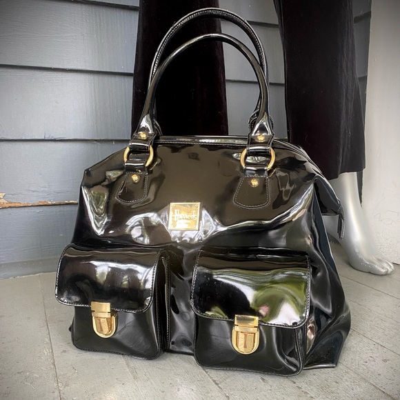 Harrods Handbags - HARRODS Black Patent Leather doctors Satchel Bag